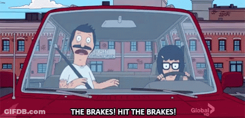 Bob And Tina Driving Bob's Burgers Saying Hit The Brakes GIF