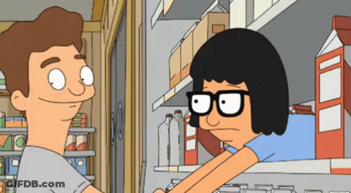 Bob And Tina From Bob's Burgers Looking At Each Other GIF