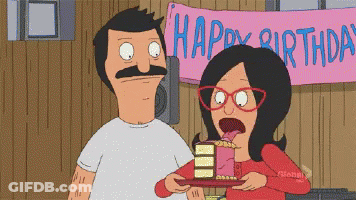Bob Burgers Bob And Wendy Celebrating Birthday With Cake GIF