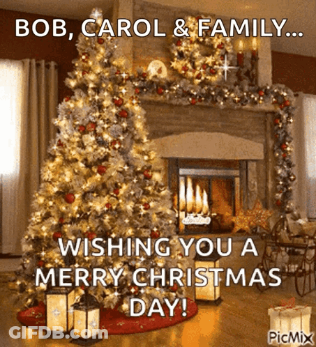 Bob Carol And Family Wishing You A Merry Christmas GIF