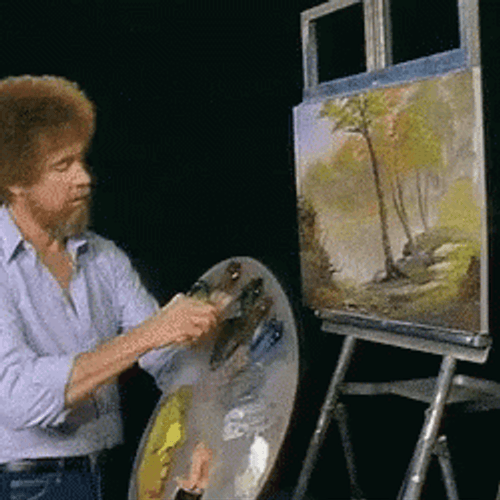 Bob Ross Painting A Tree GIF