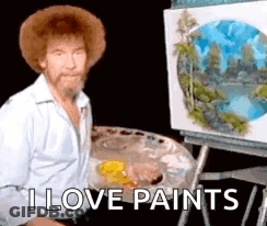 Bob Ross Painting And Saying I Love Paints GIF