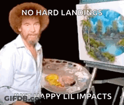 Bob Ross Painting No Hard Landings GIF