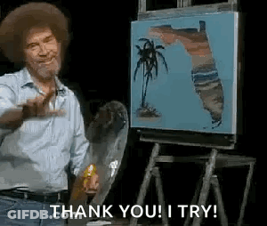 Bob Ross Painting With Palette GIF