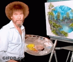 Bob Ross Standing In Front Of Painting GIF