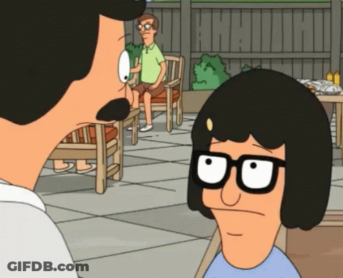 Bob's Burgers Bob And Tina Looking At Each Other GIF