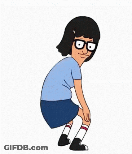 Bob's Burgers Character Squatting With Legs Crossed GIF