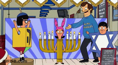 Bob's Burgers Hanukkah Scene With Menorah GIF