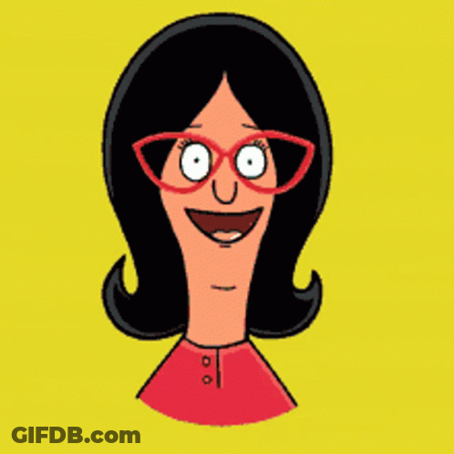 Bob's Burgers Logo With Woman In Red Glasses GIF
