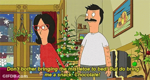 Bob's Burgers Man And Woman In Front Of Christmas Tree GIF