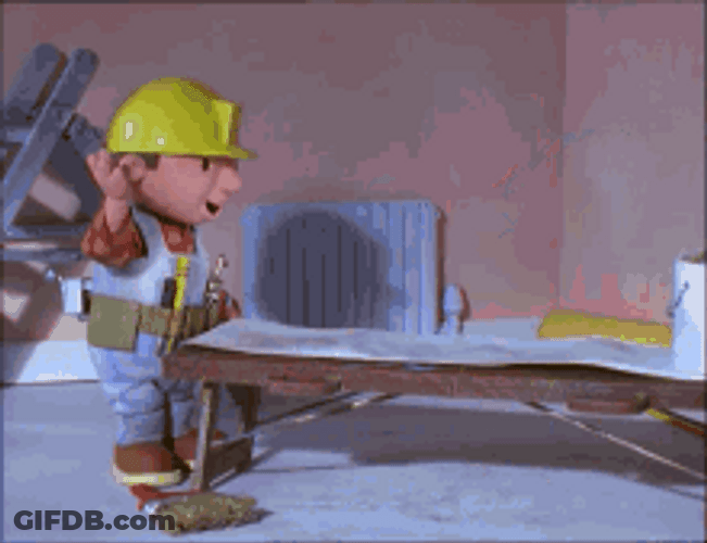 Bob The Builder Climbing Ladder Clumsily GIF