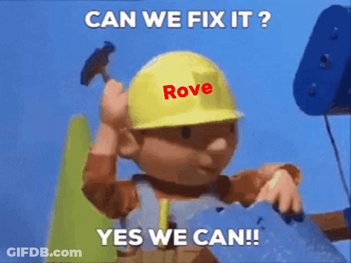 Bob The Builder Holding Hammer With Hard Hat Saying Rove GIF