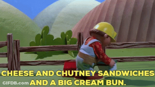 Bob The Builder Saying Cheese And Chutney Sandwiches GIF