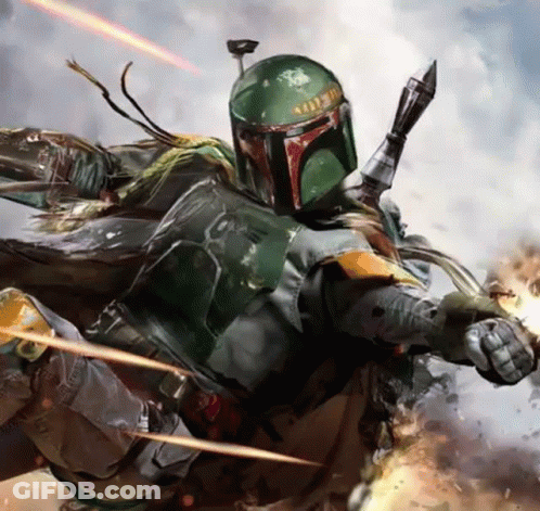 Boba Fett Flying Holding Gun GIF