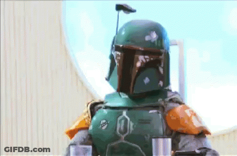 Boba Fett Holding Gun In Dark Room GIF