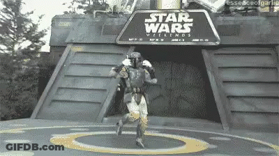 Boba Fett Running At Star Wars Weekends GIF