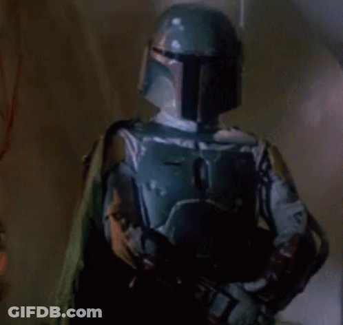 Boba Fett Star Wars Helmet Holding Rifle GIF