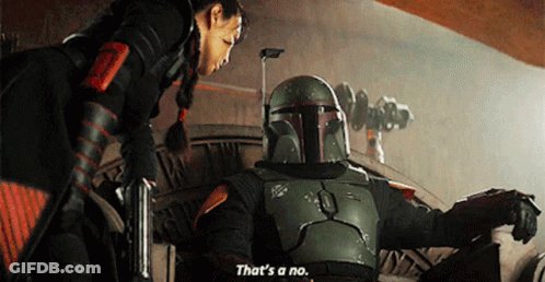 Boba Fett Talking To Woman Holding Gun GIF