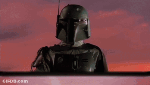 Boba Fett Wearing Helmet Red Sky GIF