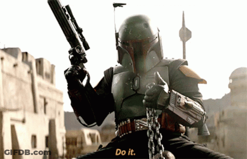 Boba Fett Wearing Helmet Red Sky GIF
