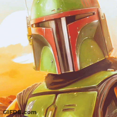 Boba Fett Wearing Helmet With Letter T GIF