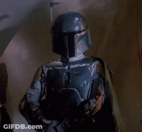 Boba Fett With Helmet And Rifle GIF