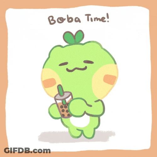 Boba Time Gone Cute Frog GIF