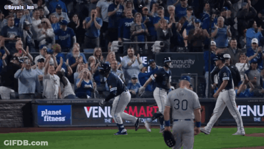Bobby Witt High Five Jump GIF