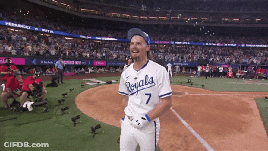 Bobby Witt Jr Smiling While Walking GIF