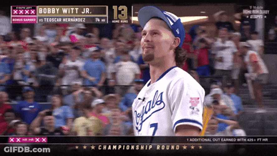 Bobby Witt Smiling While Looking At Something GIF