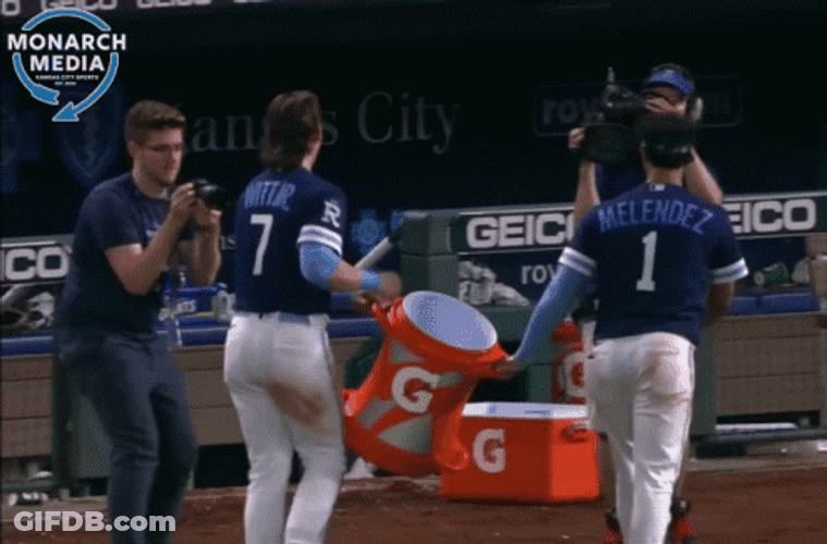 Bobby Witt Walking With Someone GIF