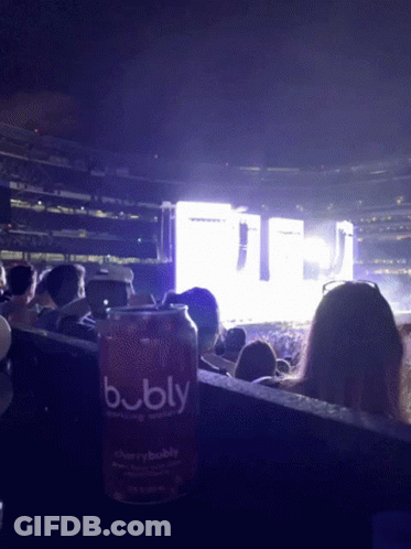 Bobly Cherry Bubbly Can In Crowded Stadium GIF