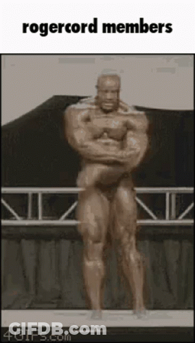 Bodybuilder Statue With Rogercord Members GIF