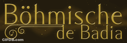 Bohmische De Badia Sign In Gold On Dark Background GIF