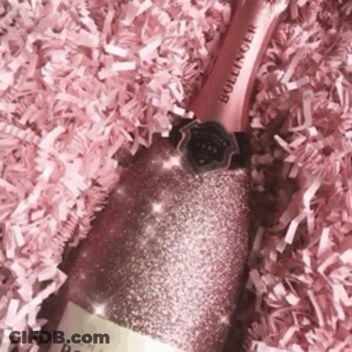 Bollinger Champagne Surrounded By Pink Paper GIF