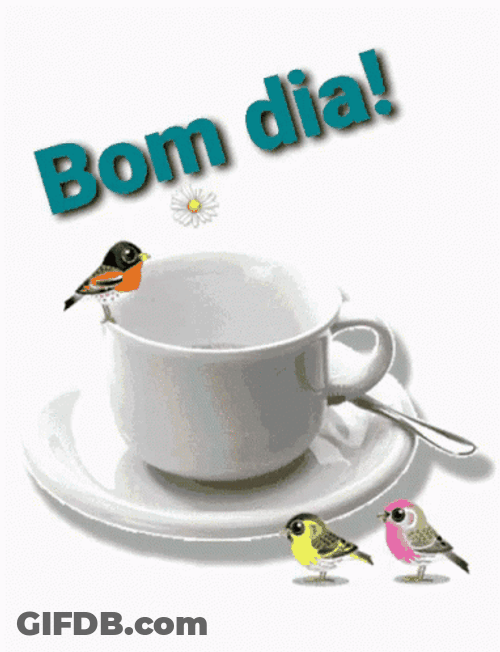 Bom Dia Birds Tea Cup GIF