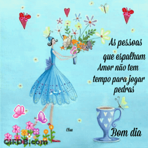 Bom Dia Flower Girl Butterflies GIF