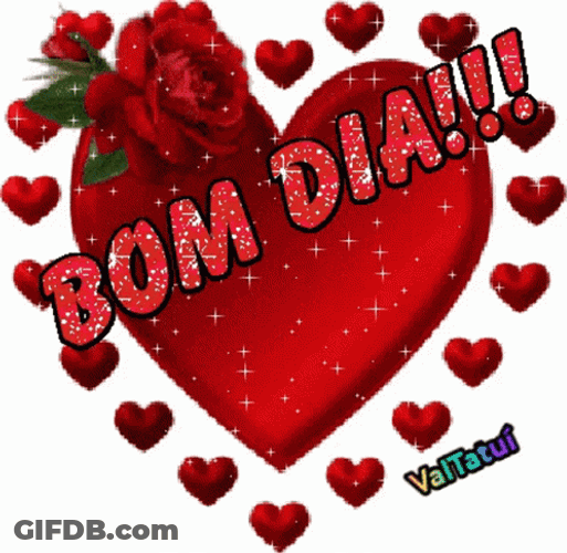 Bom Dia Glittering Heart GIF
