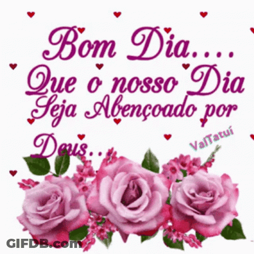 Bom Dia Pink Roses Hearts GIF