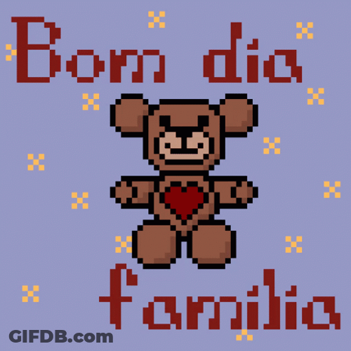 Bom Dia Pixel Teddy Bear Love GIF