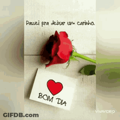 Bom Dia Red Rose Love Note GIF