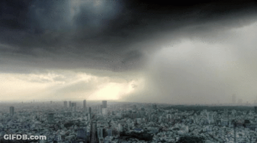 Bomb Cyclone Bringing Heavy Rain To City GIF