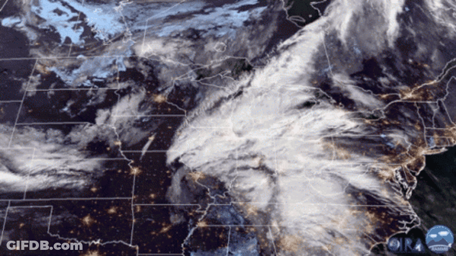 Bomb Cyclone Forming Over Land Satellite View GIF