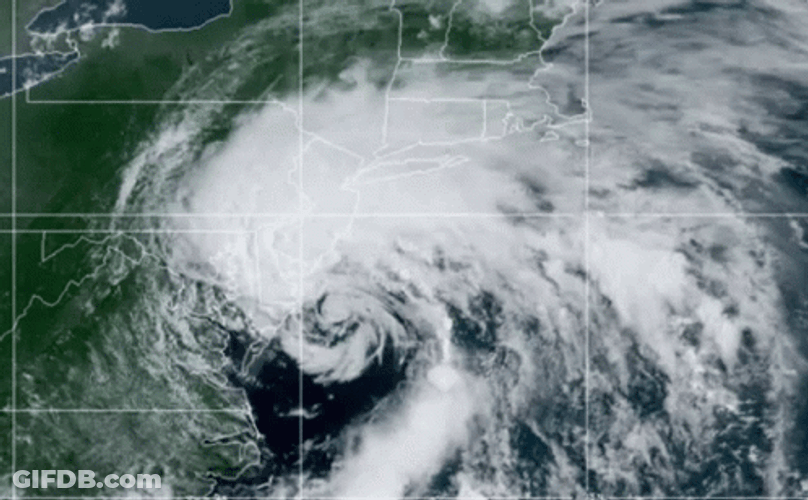 Bomb Cyclone Moving Toward Land Satellite View GIF