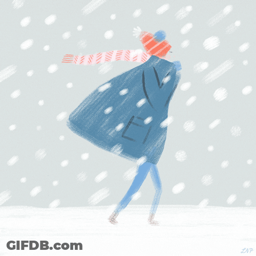 Bomb Cyclone Producing Blizzard Animated Person Walking GIF