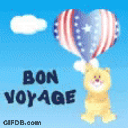 Bon Voyage Bear Hanging GIF