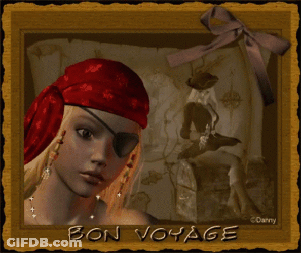 Bon Voyage Lady Pirate Painting GIF