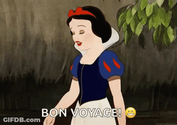 Bon Voyage Snow White Waving GIF