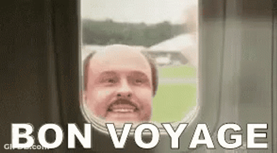 Bon Voyage Waving Through Window GIF