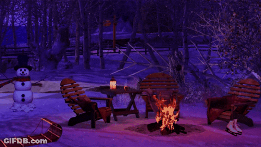 Bonfire Fire Snow GIF